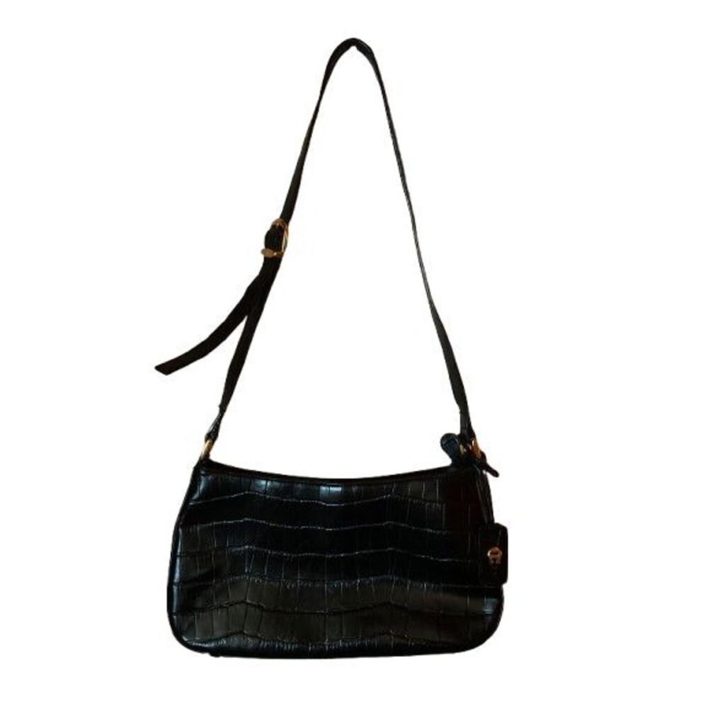 NEW VTG 90s Etienne Aigner Black Croc Embossed Leather Shoulder Bag - GothChic